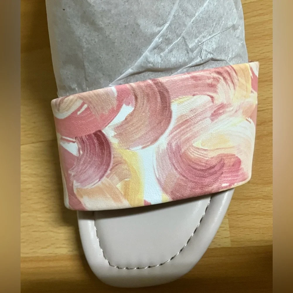 Rockport X Oh Joy! Collaboration Pink Multi Block Heel Sandal: Size 7.5